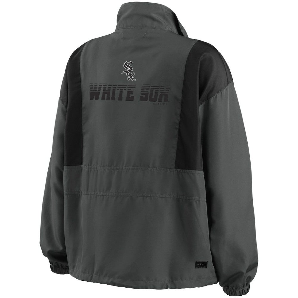 Chicago White Sox WEAR by Erin Andrews Women's Packable Half-Zip Jacket - Charcoal - MLB Sale