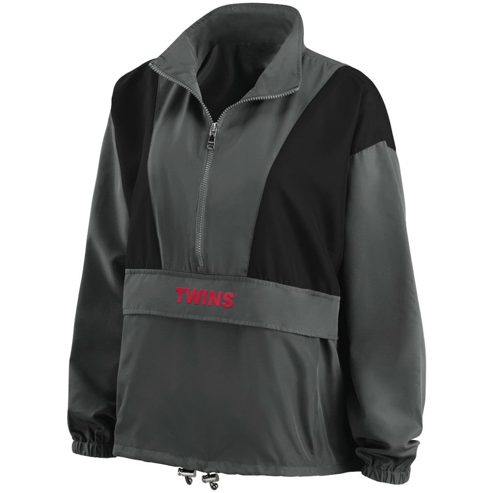 Minnesota Twins WEAR by Erin Andrews Women's Packable Half-Zip Jacket - Charcoal - MLB Sale