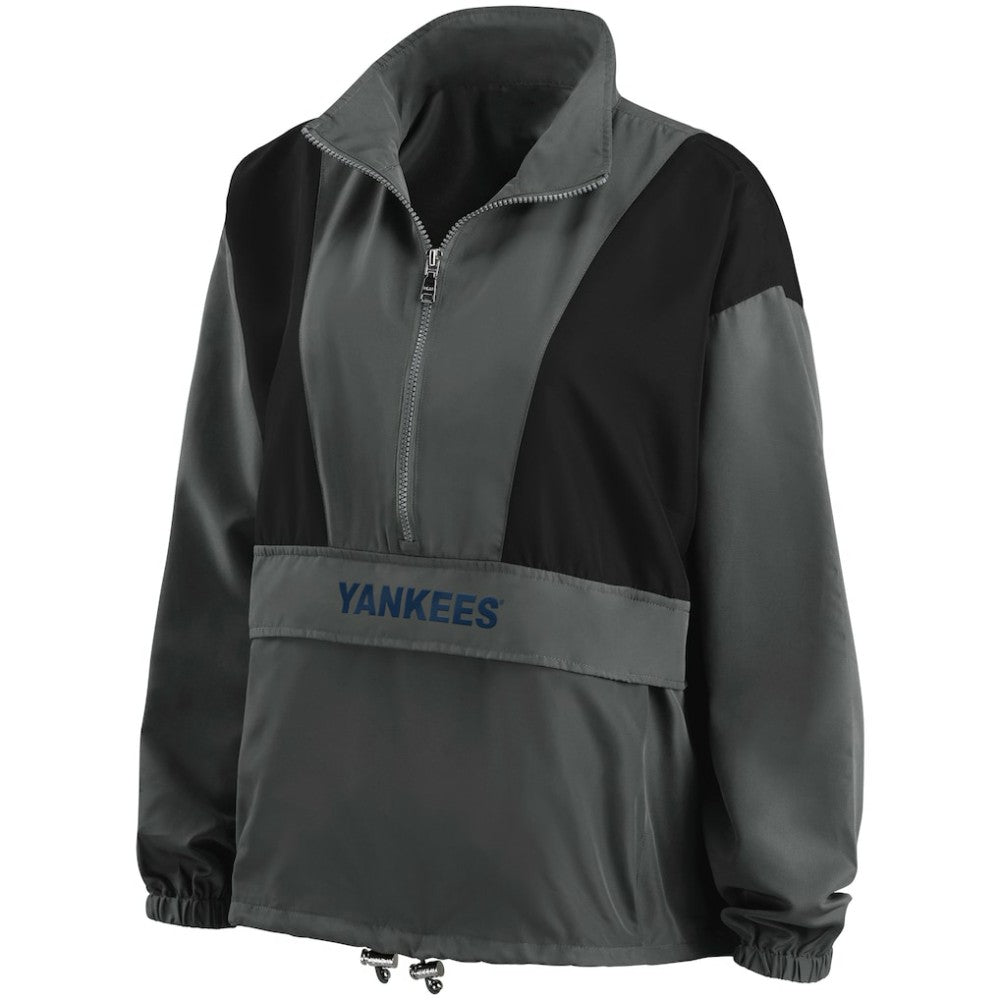 New York Yankees WEAR by Erin Andrews Women's Packable Half-Zip Jacket - Charcoal - MLB Discount