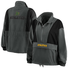 Athletics WEAR by Erin Andrews Women's Packable Half-Zip Jacket - Charcoal - MLB on Sale