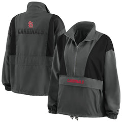 St. Louis Cardinals WEAR by Erin Andrews Women's Packable Half-Zip Jacket - Charcoal - MLB Lifestyle
