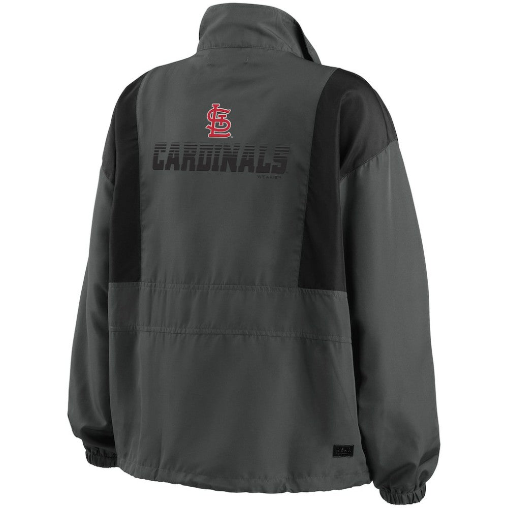 St. Louis Cardinals WEAR by Erin Andrews Women's Packable Half-Zip Jacket - Charcoal - MLB Lifestyle