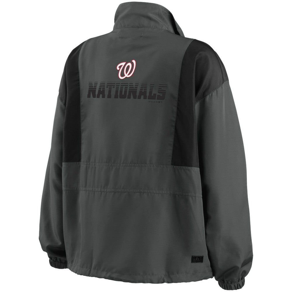 Washington Nationals WEAR by Erin Andrews Women's Packable Half-Zip Jacket - Charcoal - MLB Discount