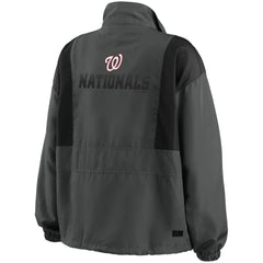 Washington Nationals WEAR by Erin Andrews Women's Packable Half-Zip Jacket - Charcoal - MLB Discount