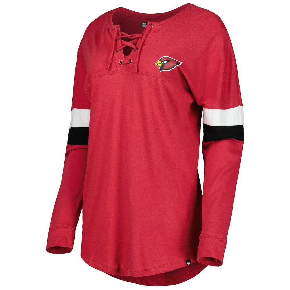 Arizona Cardinals New Era Women's Athletic Varsity Lace-Up Lightweight Long Sleeve T-Shirt Cardinal