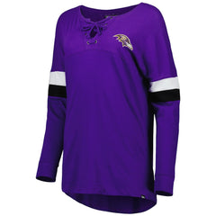 Baltimore Ravens New Era Women's Athletic Varsity Lace-Up Lightweight Long Sleeve T-Shirt Purple