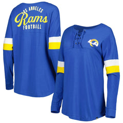 Los Angeles Rams New Era Women's Athletic Varsity Lace-Up Lightweight Long Sleeve T-Shirt Royal