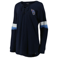 Tennessee Titans New Era Women's Athletic Varsity Lace-Up Lightweight Long Sleeve T-Shirt Navy