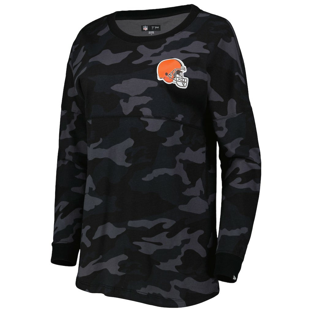 Cleveland Browns New Era Women's Camo Long Sleeve T-Shirt Black