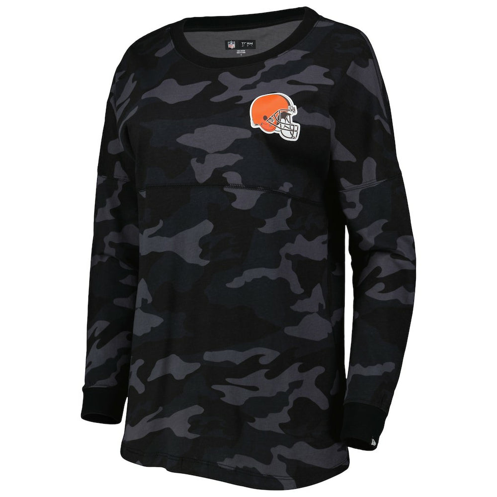 Cleveland Browns New Era Women's Camo Long Sleeve T-Shirt Black