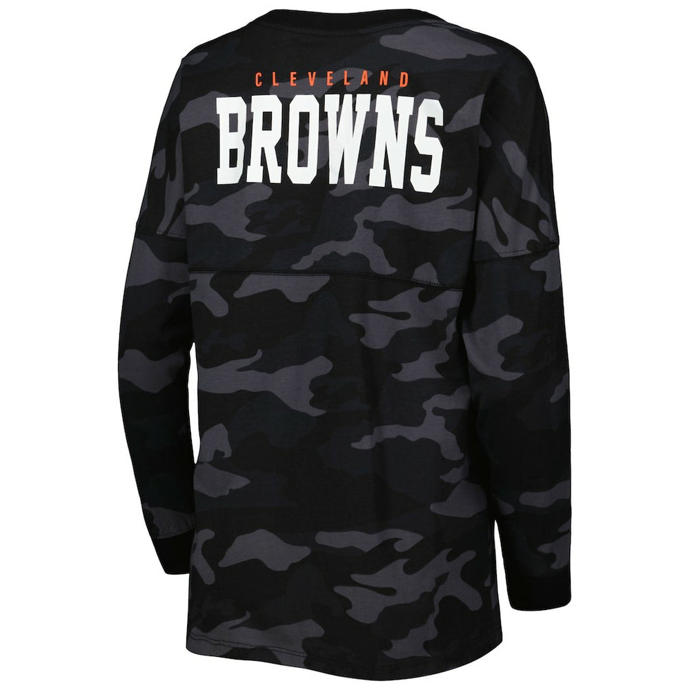 Cleveland Browns New Era Women's Camo Long Sleeve T-Shirt Black