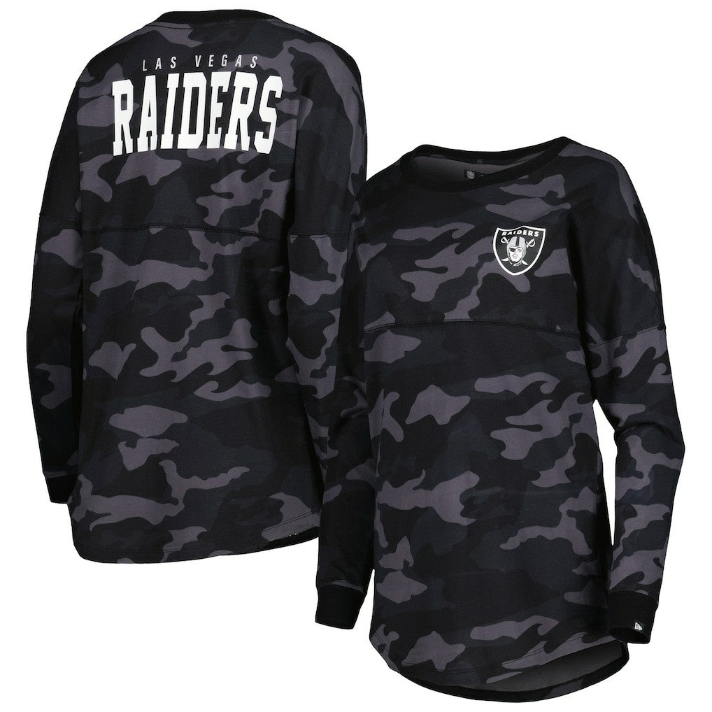 Las Vegas Raiders New Era Women's Camo Long Sleeve T-Shirt Black