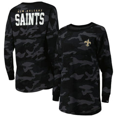 New Orleans Saints New Era Women's Camo Long Sleeve T-Shirt Black