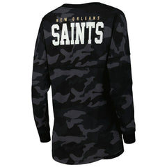 New Orleans Saints New Era Women's Camo Long Sleeve T-Shirt Black