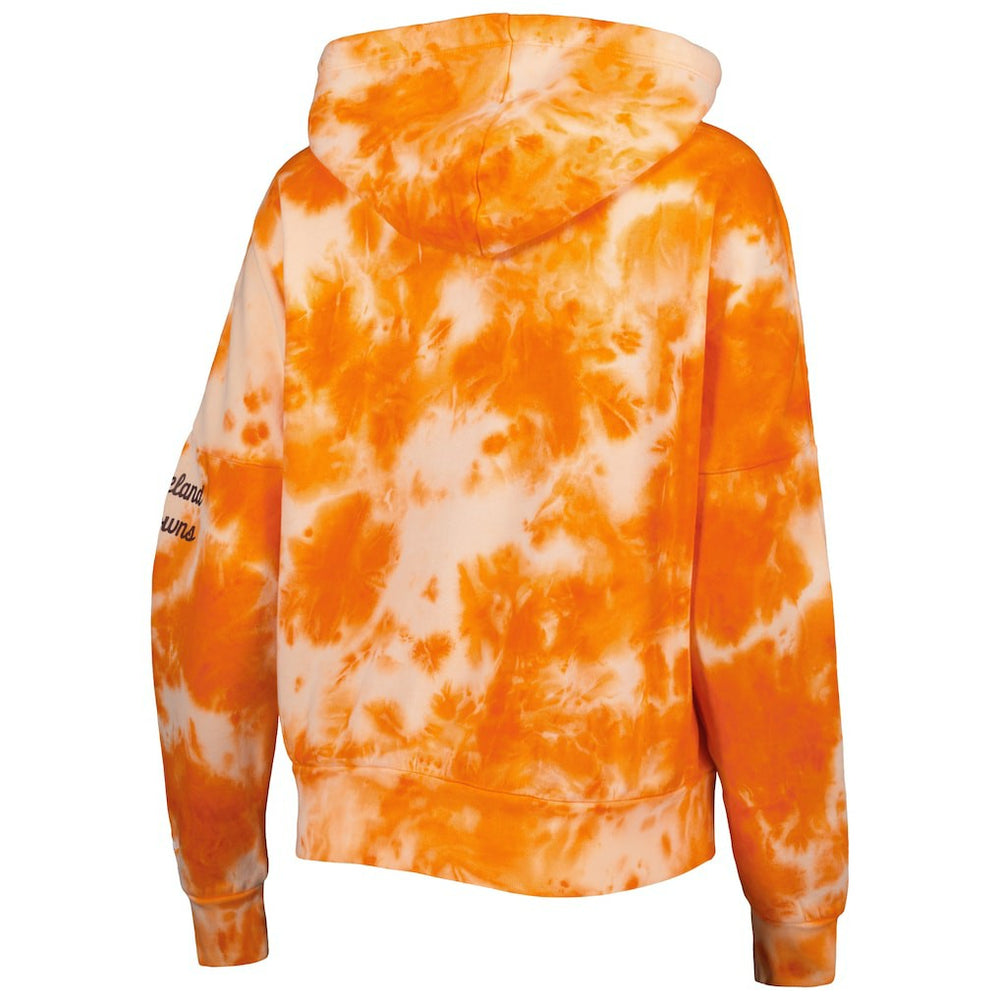 Cleveland Browns New Era Women's Cloud Dye Fleece Pullover Hoodie Orange