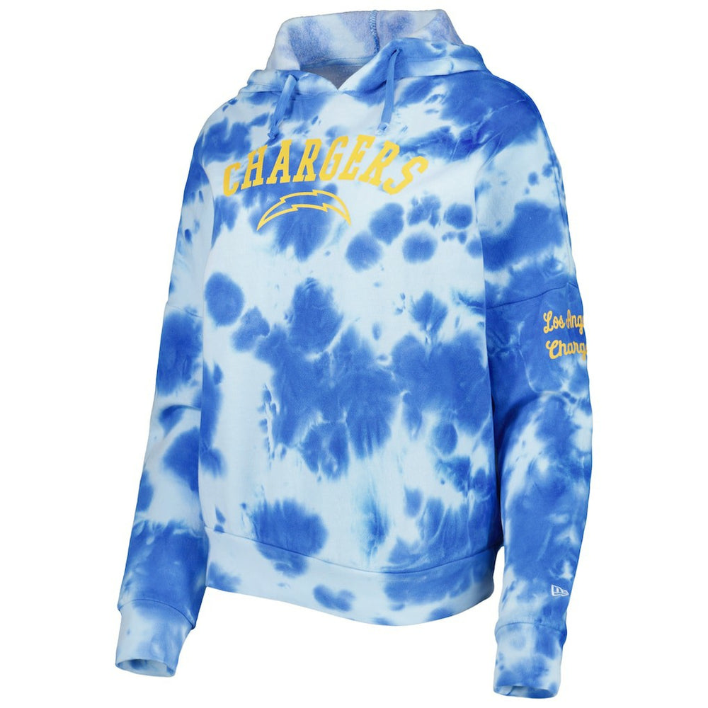 Los Angeles Chargers New Era Women's Cloud Dye Fleece Pullover Hoodie Powder Blue
