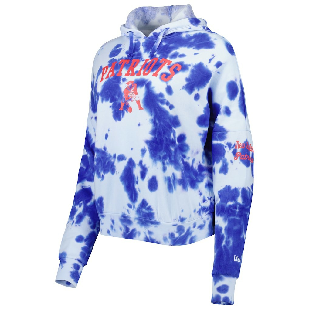 New England Patriots New Era Women's Cloud Dye Fleece Pullover Hoodie Royal