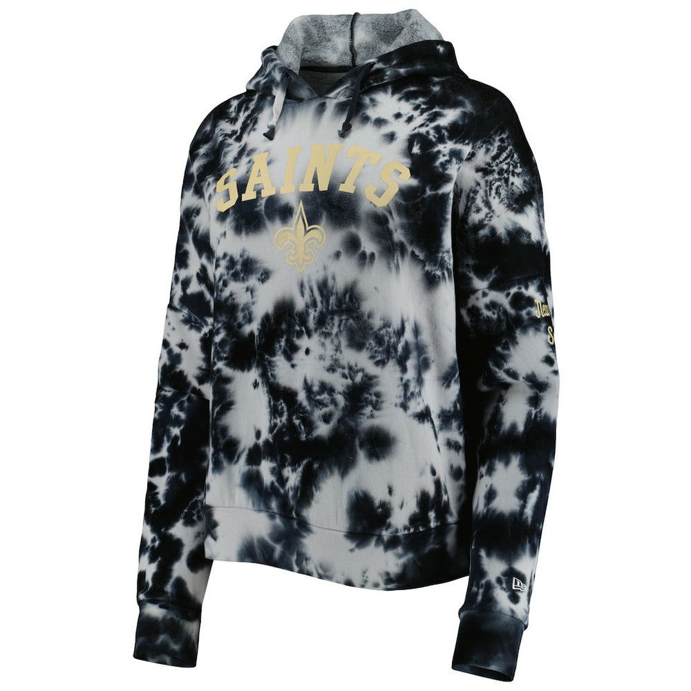 New Orleans Saints New Era Women's Cloud Dye Fleece Pullover Hoodie Black