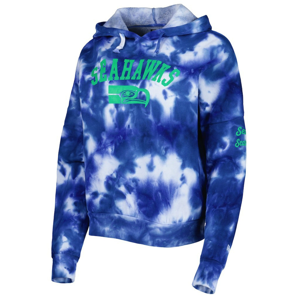 Seattle Seahawks New Era Women's Cloud Dye Fleece Pullover Hoodie Royal