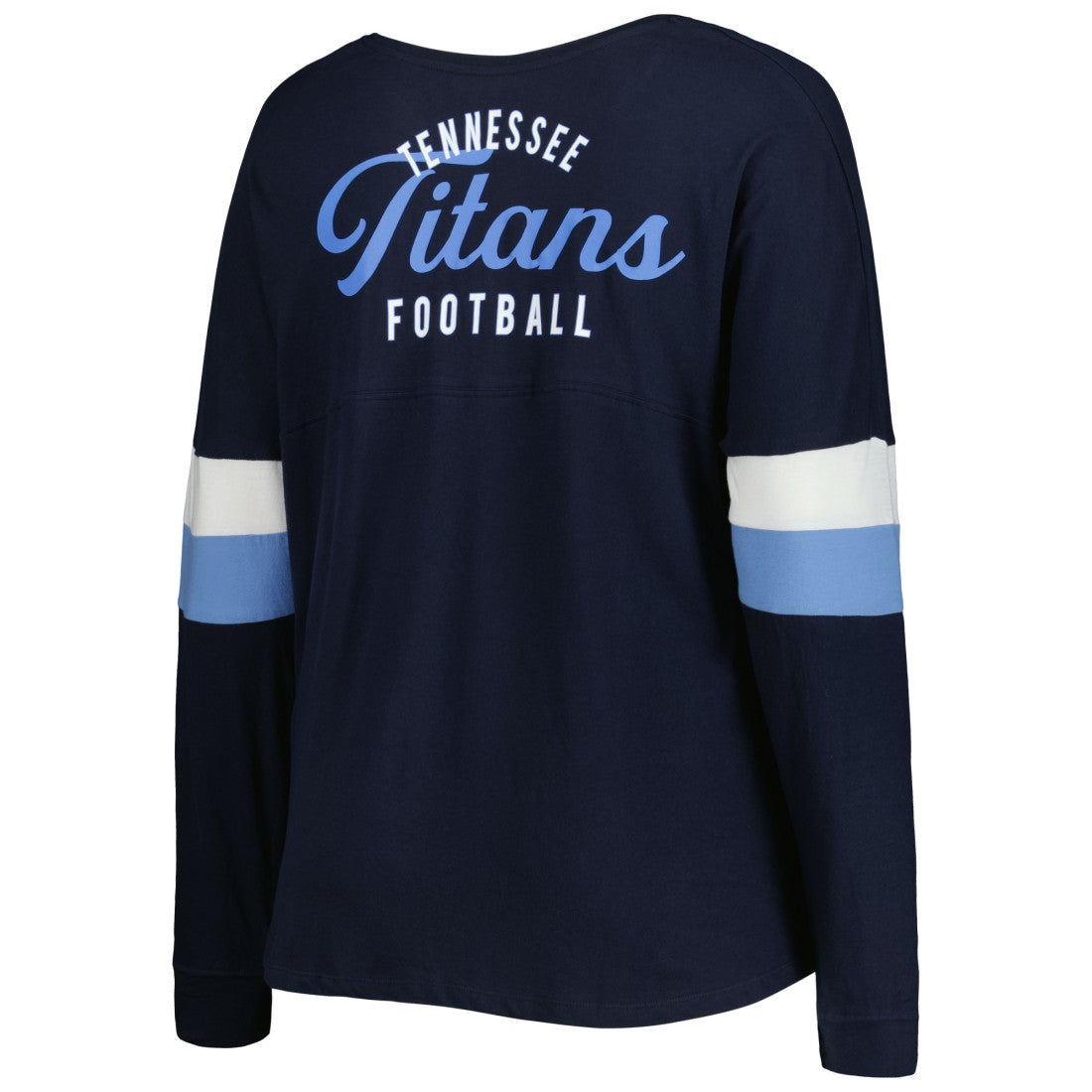 Tennessee Titans New Era Women's Plus Size Athletic Varsity Lace-Up V-Neck Long Sleeve T-Shirt Navy
