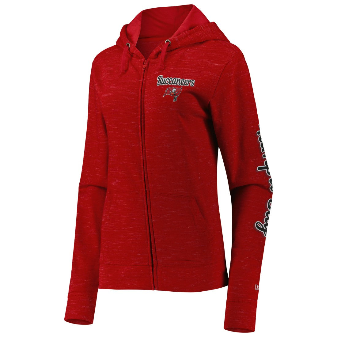 Tampa Bay Buccaneers New Era Women's Reverse Space-Dye Full-Zip Hoodie Red