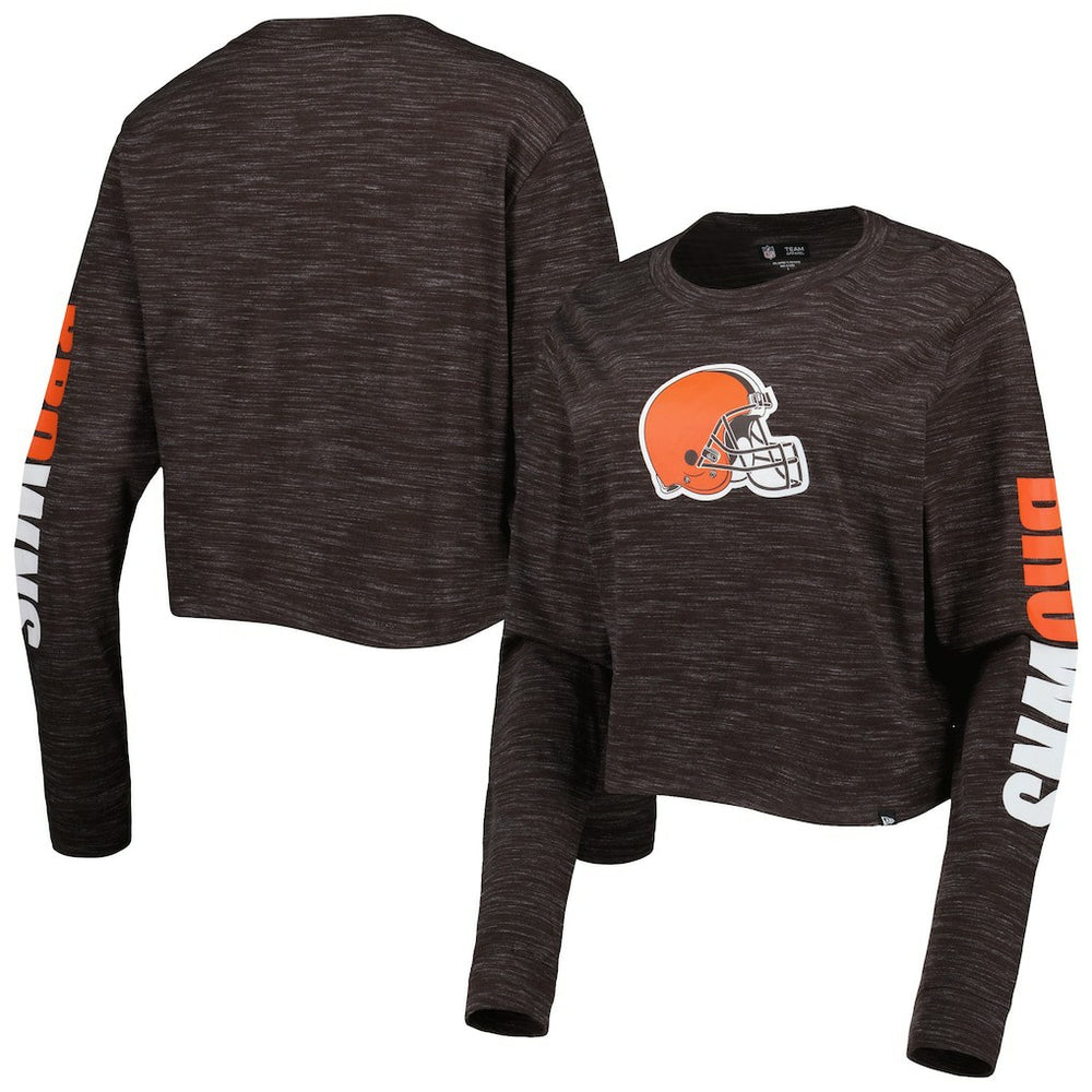 Cleveland Browns New Era Women's Crop Long Sleeve T-Shirt Brown