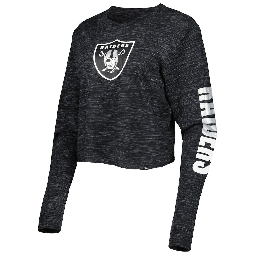 Las Vegas Raiders New Era Women's Crop Long Sleeve T-Shirt Black