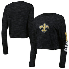 New Orleans Saints New Era Women's Crop Long Sleeve T-Shirt Black