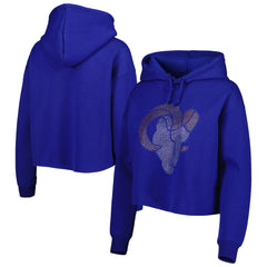 Los Angeles Rams Cuce Women's Crystal Logo Cropped Pullover Hoodie Royal
