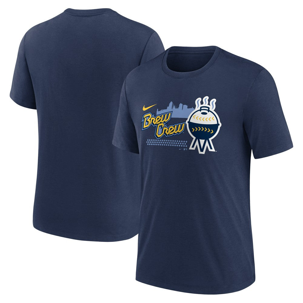 Milwaukee Brewers Nike City Connect Tri-Blend T-Shirt - Navy - Nike Lifestyle