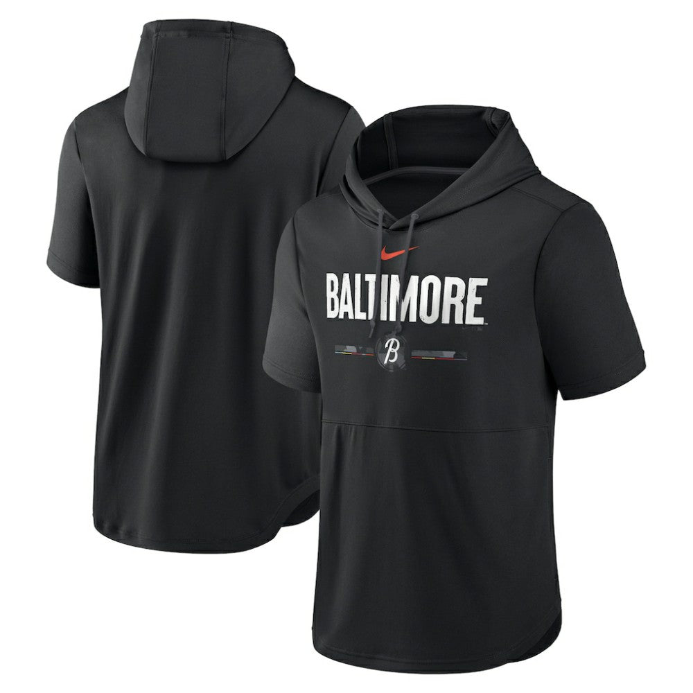 Baltimore Orioles Nike City Connect Short Sleeve Pullover Hoodie - Black - Nike on Sale
