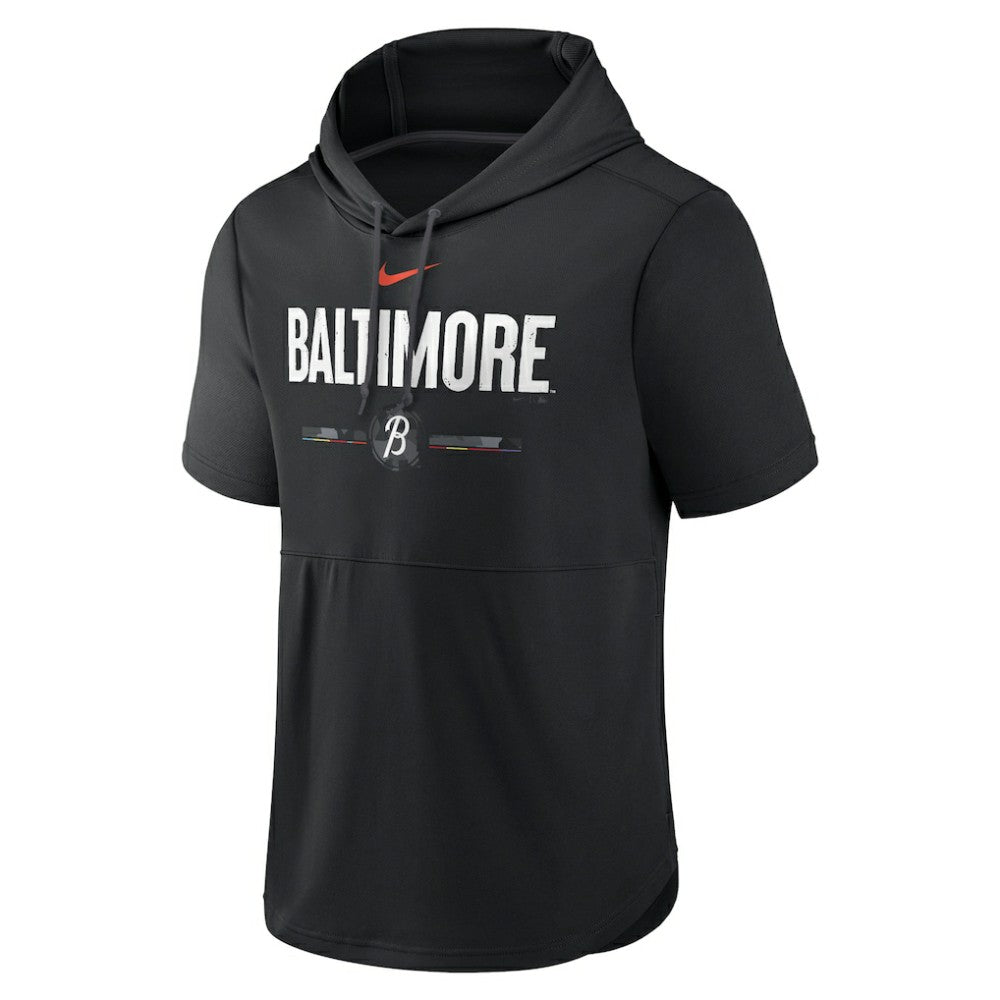 Baltimore Orioles Nike City Connect Short Sleeve Pullover Hoodie - Black - Nike on Sale
