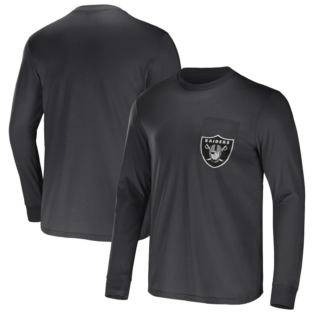 Fanatics Las Vegas Raiders NFL x Darius Rucker Collection Team Long Sleeve Pocket T-Shirt Charcoal