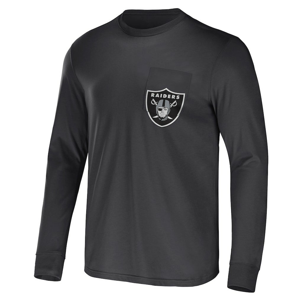 Fanatics Las Vegas Raiders NFL x Darius Rucker Collection Team Long Sleeve Pocket T-Shirt Charcoal