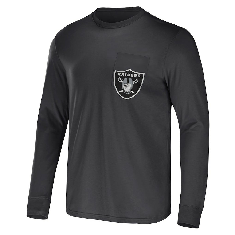Fanatics Las Vegas Raiders NFL x Darius Rucker Collection Team Long Sleeve Pocket T-Shirt Charcoal