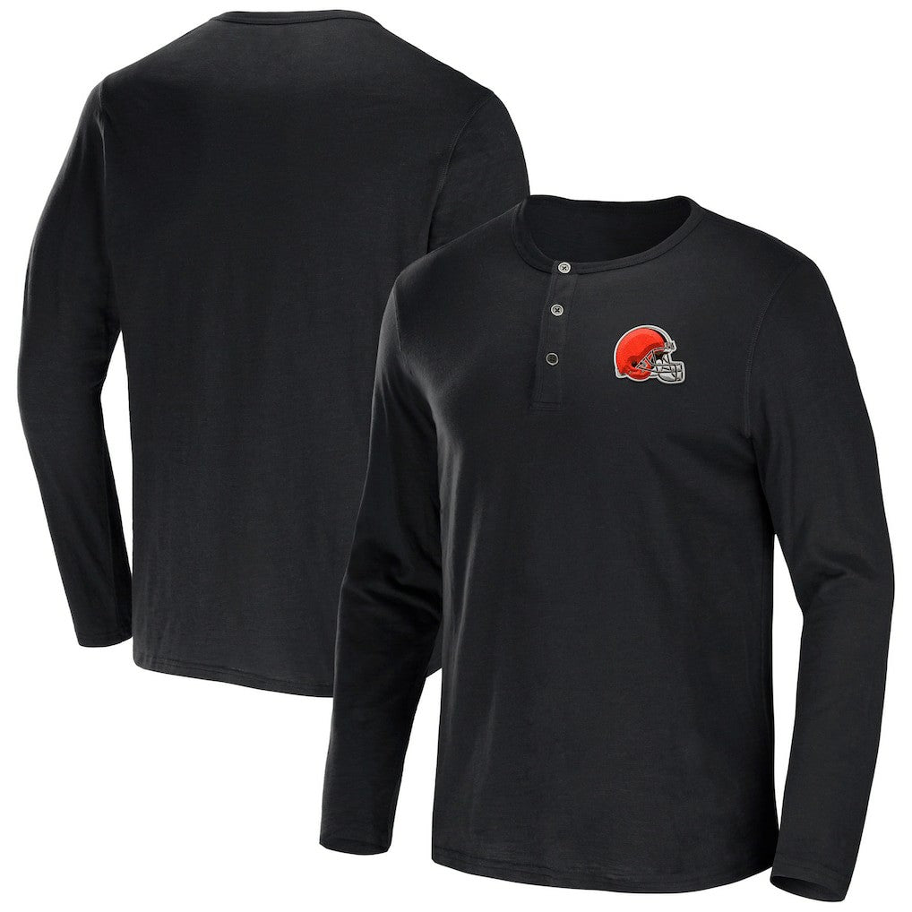 Fanatics Cleveland Browns NFL x Darius Rucker Collection Slub Jersey Henley Long Sleeve T-Shirt Black