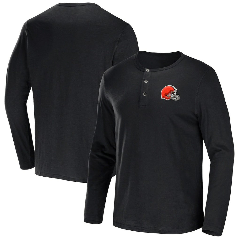 Fanatics Cleveland Browns NFL x Darius Rucker Collection Slub Jersey Henley Long Sleeve T-Shirt Black