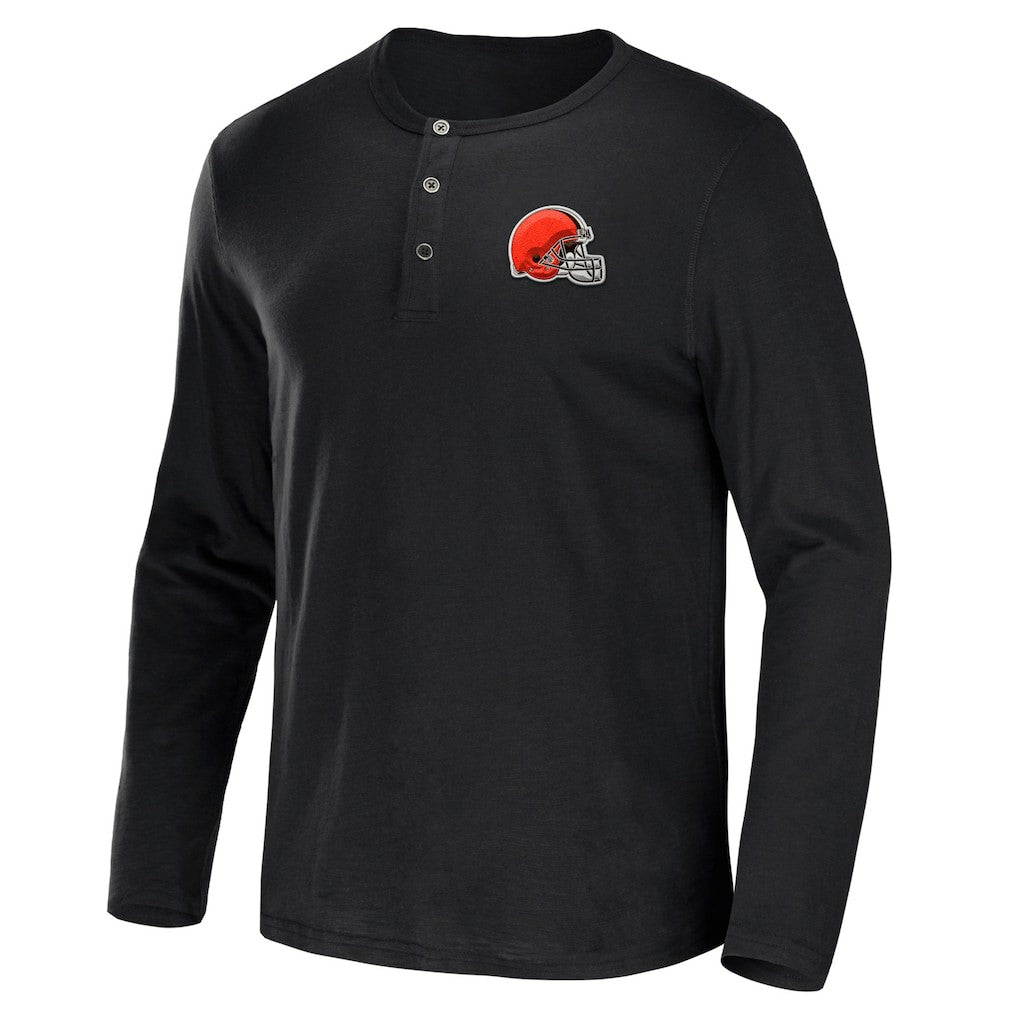 Fanatics Cleveland Browns NFL x Darius Rucker Collection Slub Jersey Henley Long Sleeve T-Shirt Black