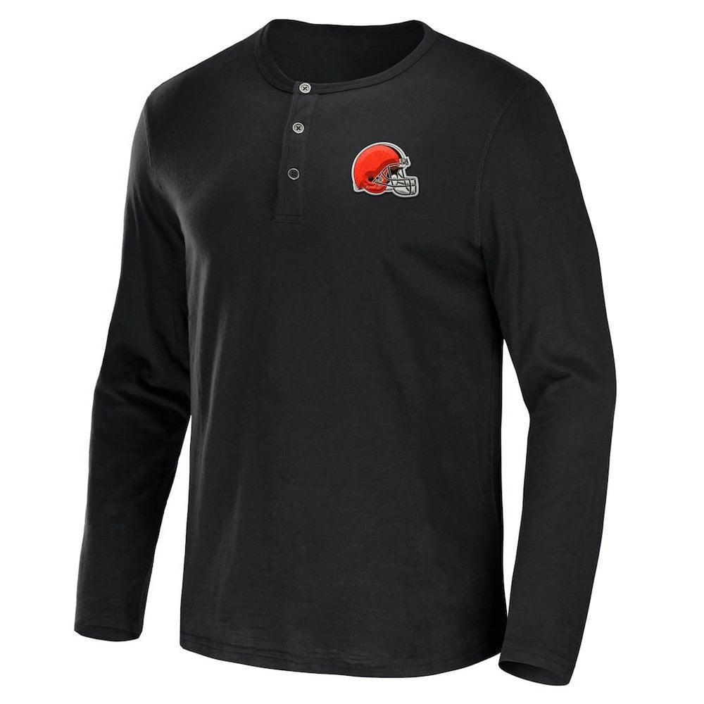 Fanatics Cleveland Browns NFL x Darius Rucker Collection Slub Jersey Henley Long Sleeve T-Shirt Black
