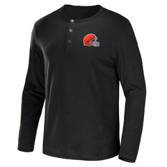 Fanatics Cleveland Browns NFL x Darius Rucker Collection Slub Jersey Henley Long Sleeve T-Shirt Black