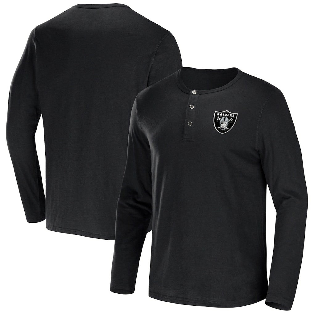 Fanatics Las Vegas Raiders NFL x Darius Rucker Collection Slub Jersey Henley Long Sleeve T-Shirt Black