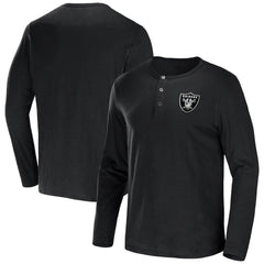 Fanatics Las Vegas Raiders NFL x Darius Rucker Collection Slub Jersey Henley Long Sleeve T-Shirt Black