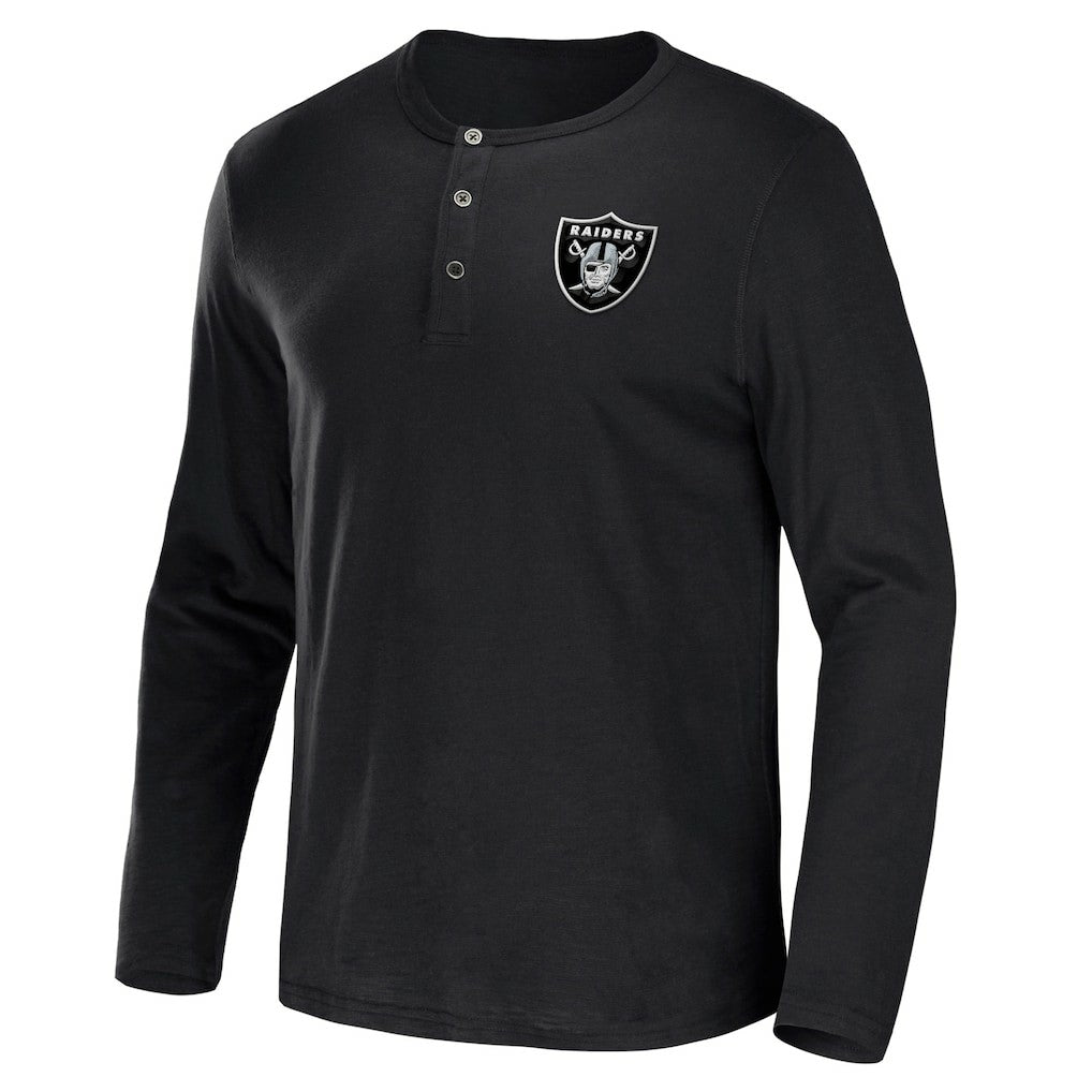 Fanatics Las Vegas Raiders NFL x Darius Rucker Collection Slub Jersey Henley Long Sleeve T-Shirt Black