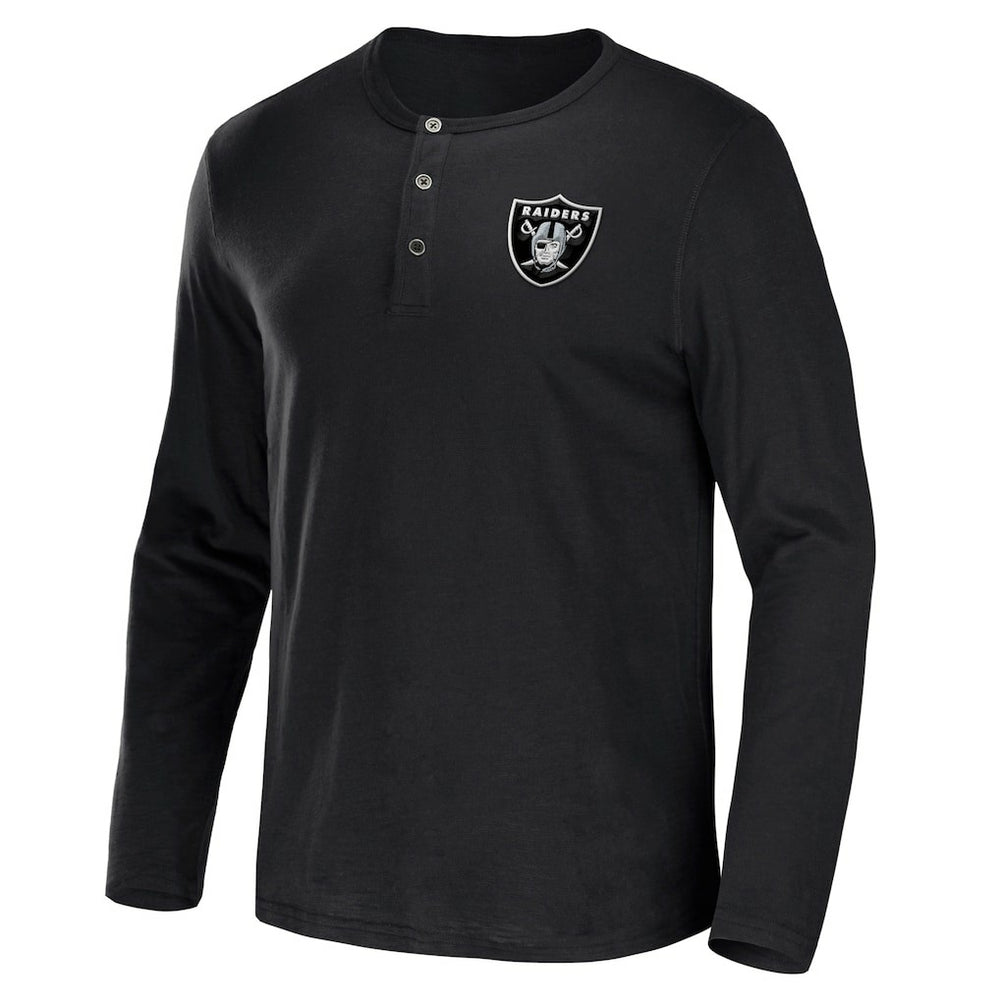 Fanatics Las Vegas Raiders NFL x Darius Rucker Collection Slub Jersey Henley Long Sleeve T-Shirt Black