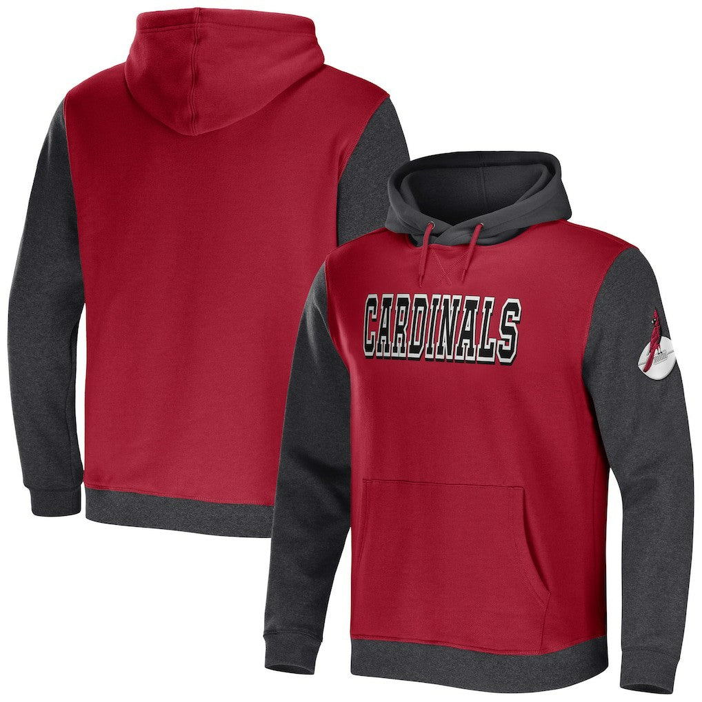 Fanatics Arizona Cardinals NFL x Darius Rucker Collection Colorblock Pullover Hoodie Cardinal/Charcoal