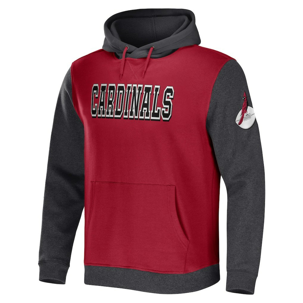 Fanatics Arizona Cardinals NFL x Darius Rucker Collection Colorblock Pullover Hoodie Cardinal/Charcoal
