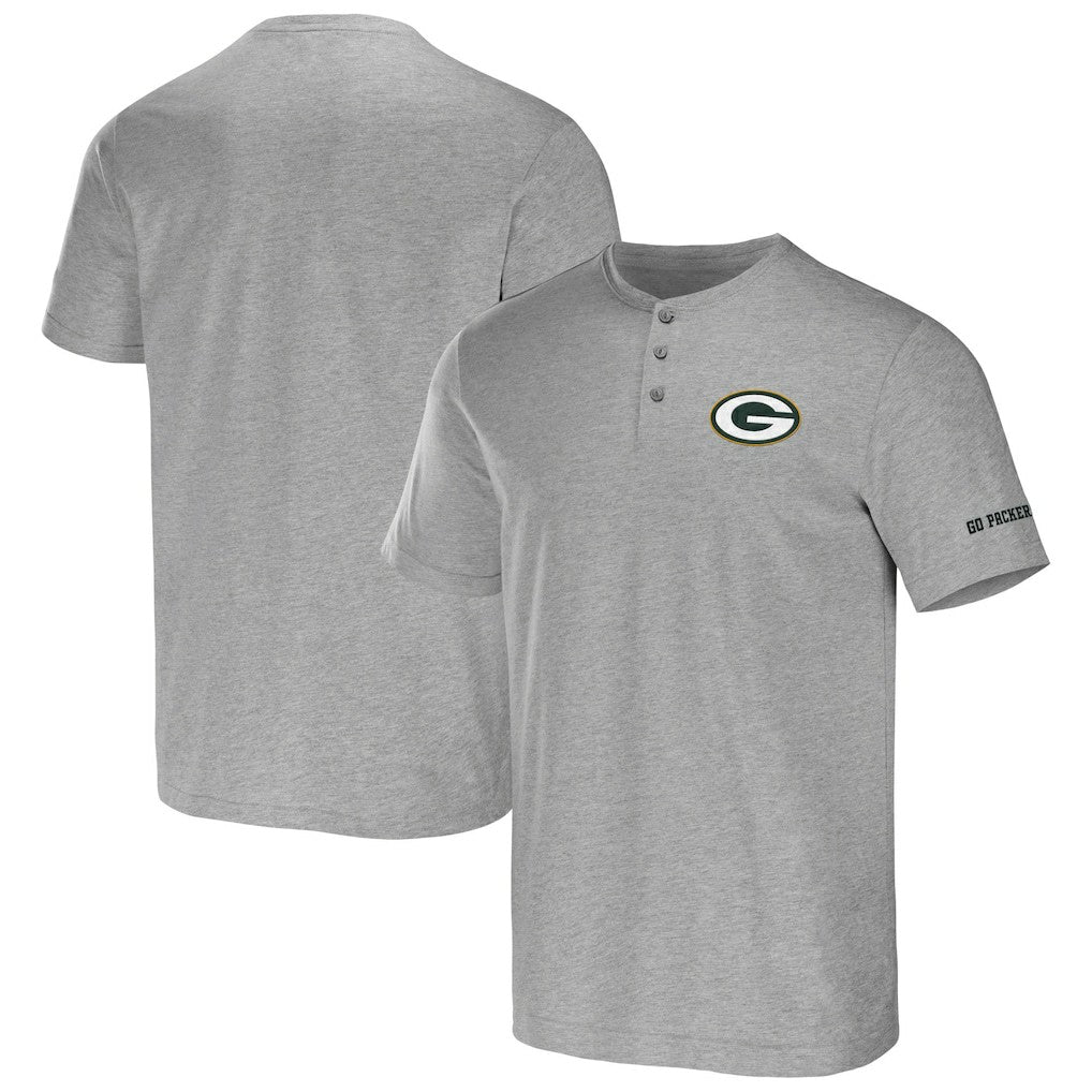 Fanatics Green Bay Packers NFL x Darius Rucker Collection Henley T-Shirt Heather Gray