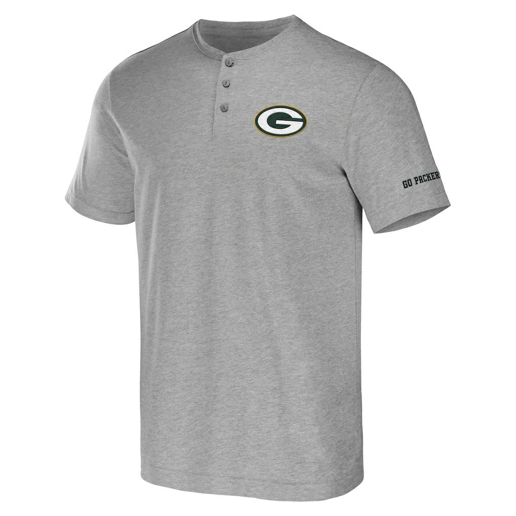 Fanatics Green Bay Packers NFL x Darius Rucker Collection Henley T-Shirt Heather Gray