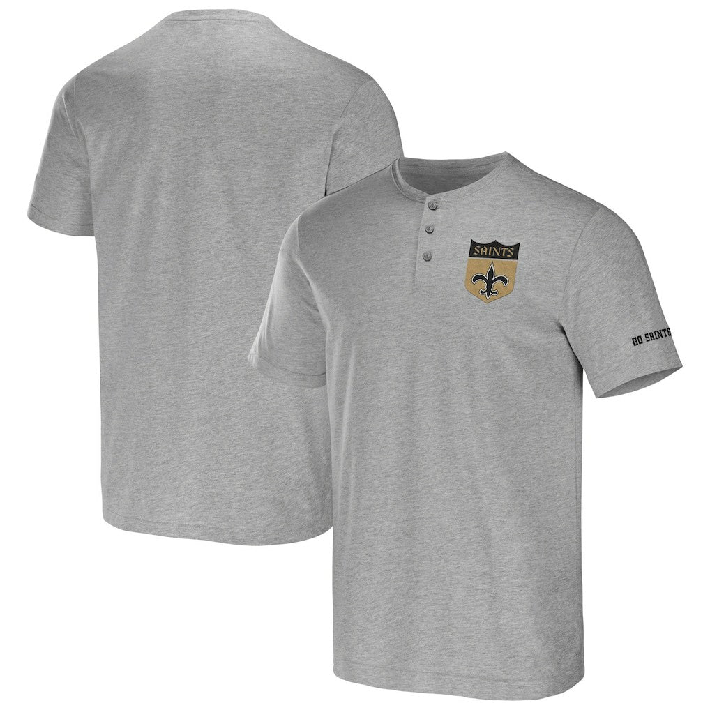Fanatics New Orleans Saints NFL x Darius Rucker Collection Henley T-Shirt Heather Gray