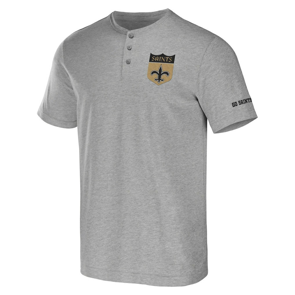 Fanatics New Orleans Saints NFL x Darius Rucker Collection Henley T-Shirt Heather Gray